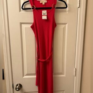 NWT XS Michael Kors Pink Ribbed Maxi Dress